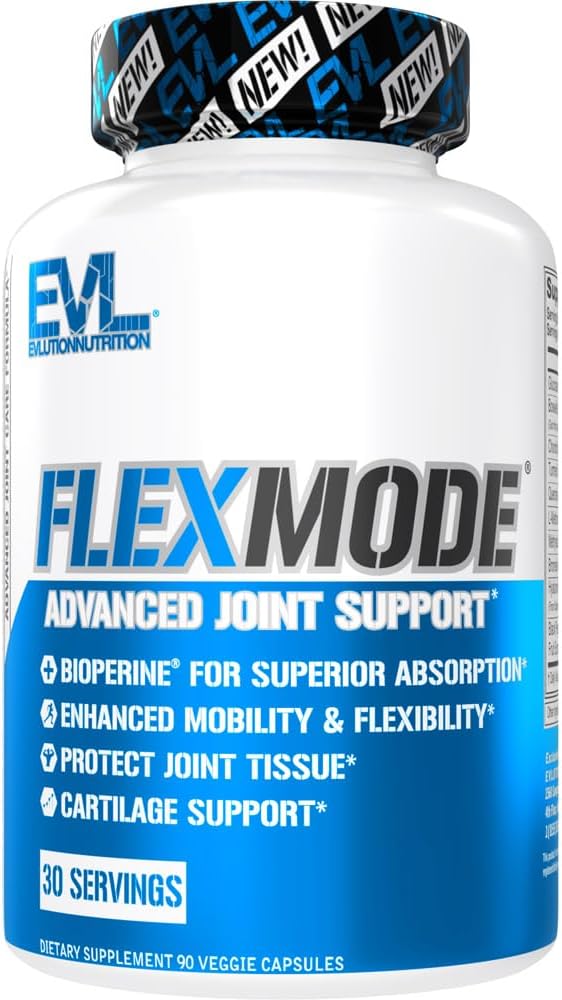 Evlution High Absorption Joint Support Supplement FLEXMODE Joint Supplement with Advanced Joint Vitamins including Glucosamine Chondroitin MSM Boswellia and Hyaluronic Acid - 30 Servings