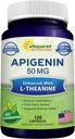 aSquared Nutrition Apigenin 50mg &amp; L-Theanine 200mg - 120 Capsules - Suplemento de apigenina Pills for Sleep and Relaxation - Natural Bioflavonoid Extract Found in Chamomile Tea