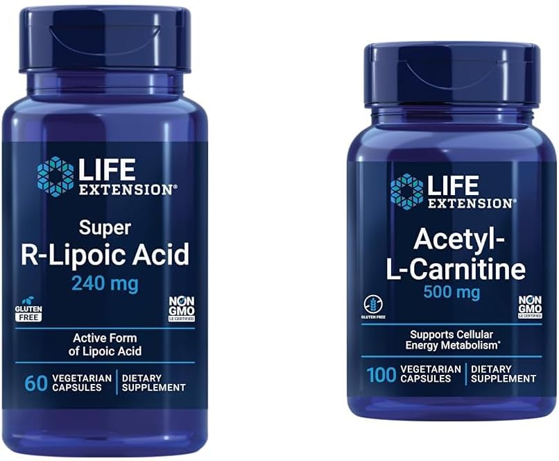 Super R-Lipoic Acid 240mg y Acetyl-L-Carnitine 100 cápsulas - Energía celular y salud cerebral