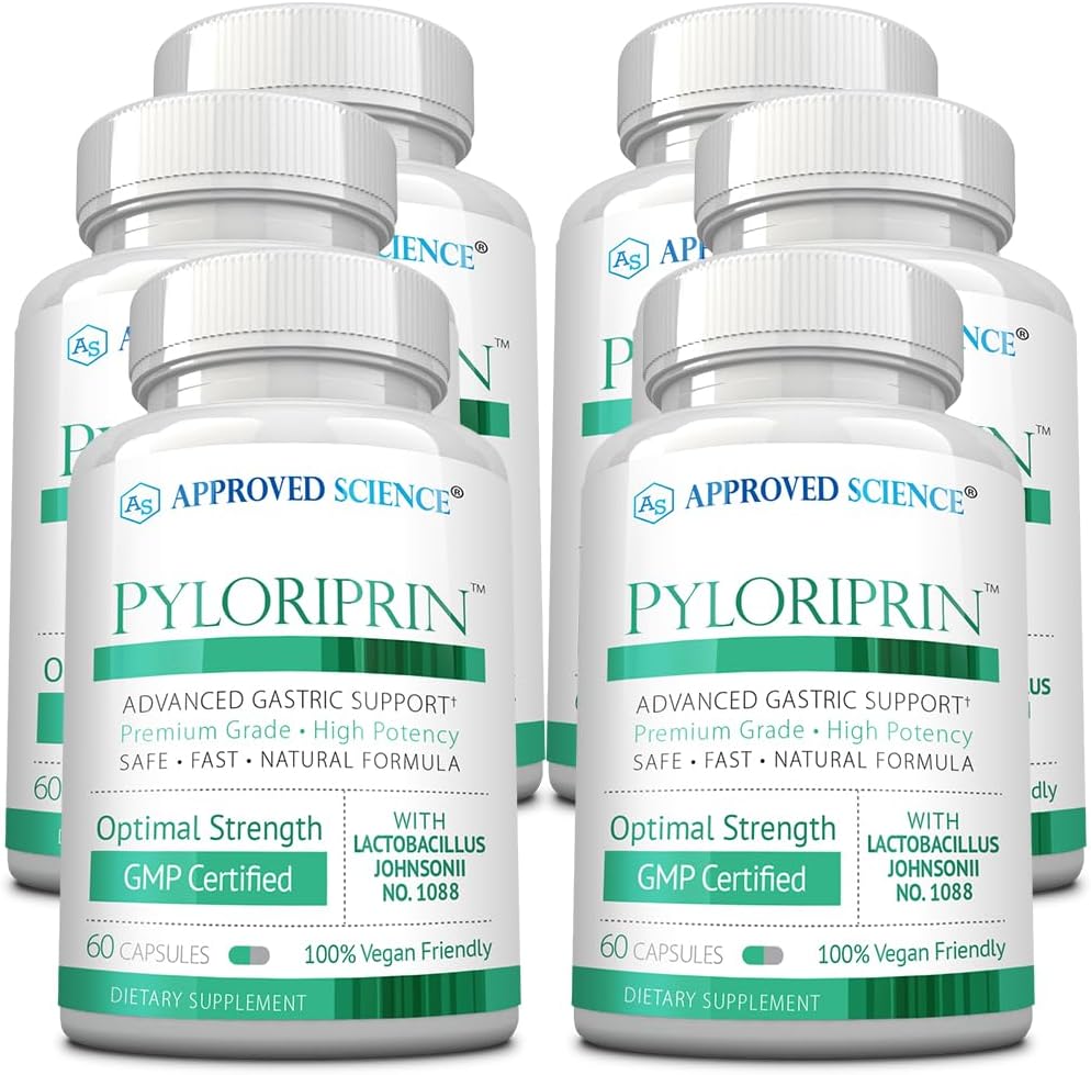 Pyloriprin - Apoyo Digestivo Avanzado para una estomacha saludable - Zinc L-Carnosine, Probiótico, Broccoli Sprout, Deglycyrrhized Licorice - 360 cápsulas - seis meses de suministro - Vegan