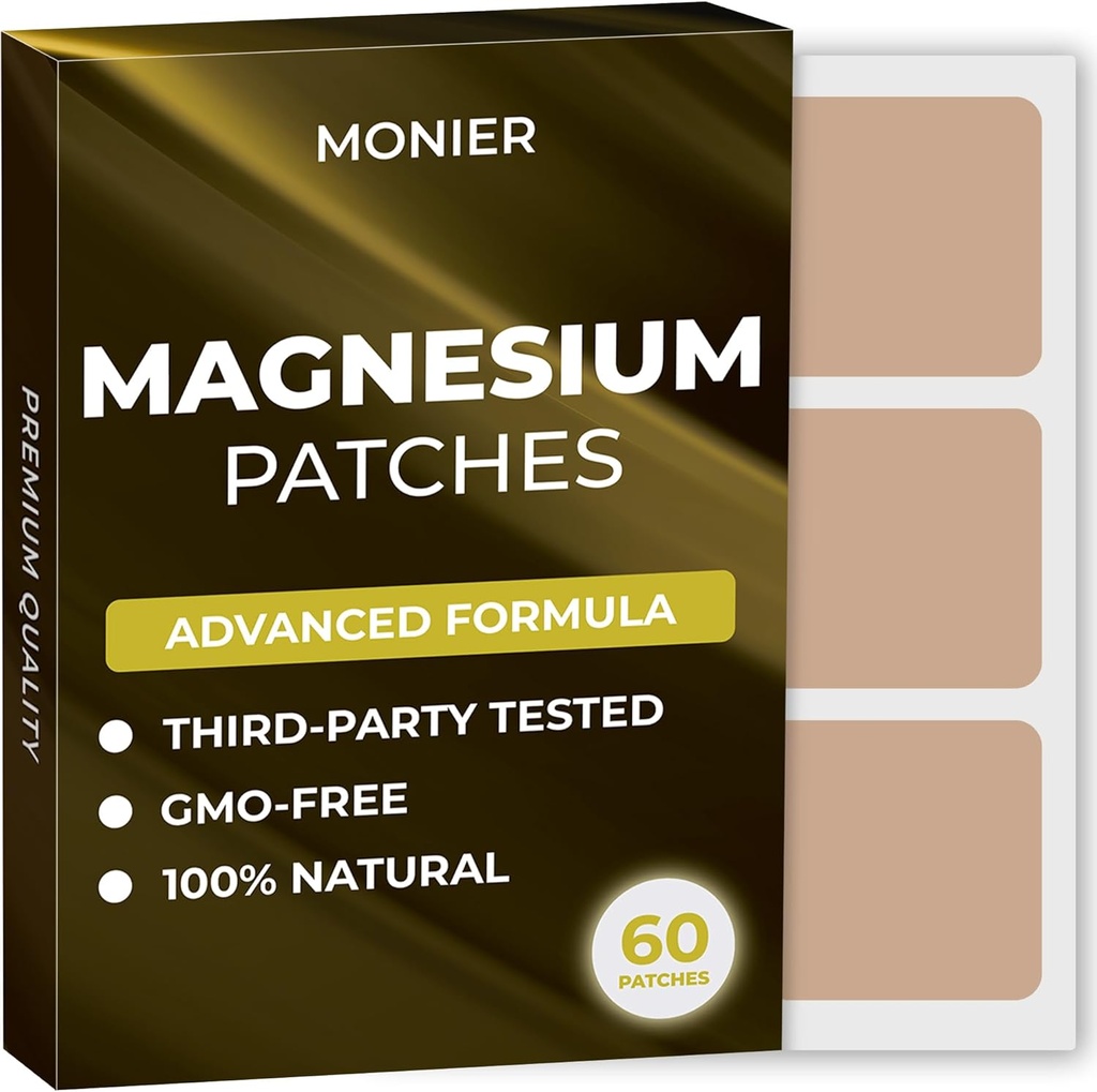 Patches de magnesio (Pack of 60) - 100% Natural Patch for Women and Men - con Calcio - Muscle y Bone Support, Calming - Fórmula mejorada