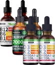 NUSAVA Strawberry Flavored D3 K2, Chlorophyll, & Vitamin B12 Liquid Drops Bundle - Potent Liquid Vitamins for Heart, Energy, Brain & Immune Support - Non-GMO, Gluten-Free, 2pk Each
