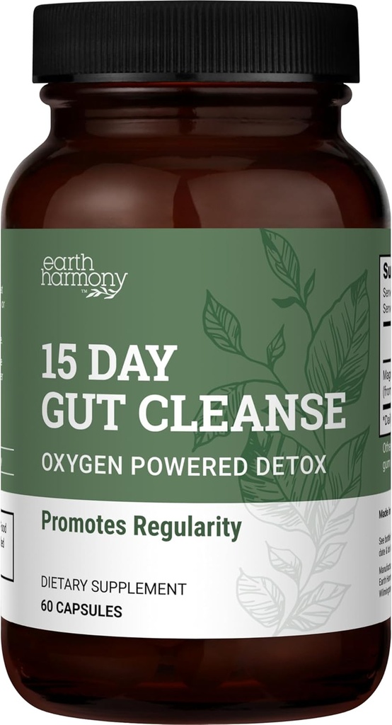 15 Day Gut Cleanse Detox For Women and Men - Vegan, Non-GMO Ingredientes For Waist Loss and Constipation Relief With A 15 Day Cleanse Gut Support Without Cramping, As Seen On TikTok (60 Capsules)