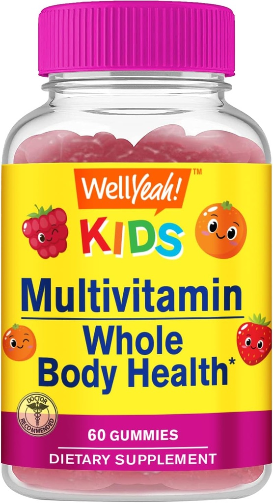 WellSi Kids Multivitamin Gummies ← Vitamin C, D3, E, A, B6, B12, Biotin, Zinc, Folic Acid, Iodine y Niacin ← Immune and Energy Support ← Orange y Berry Flavor ← 60 Conde