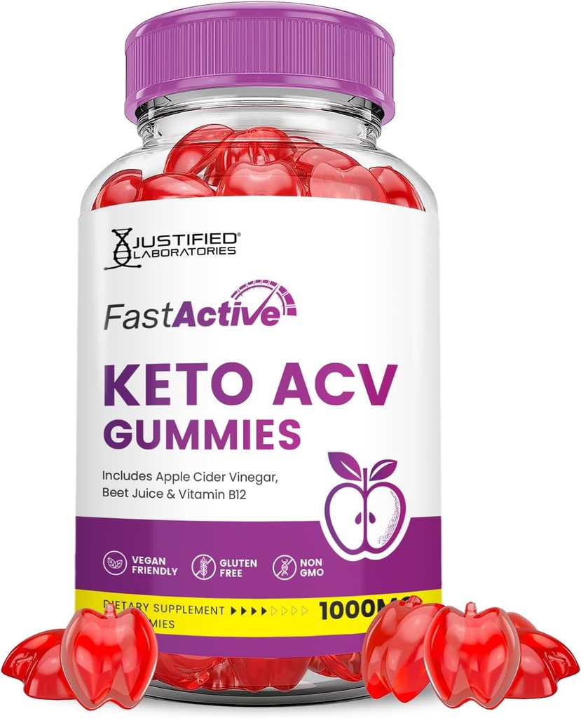 Fast Active Keto ACV Gummies Advanced Formula 1000MG Fastactive Keto Gummies Apple Sider Vinegar Formulado con Pomegranate Beet Juice Powder B12 Vegan Non GMO 60 Gummys