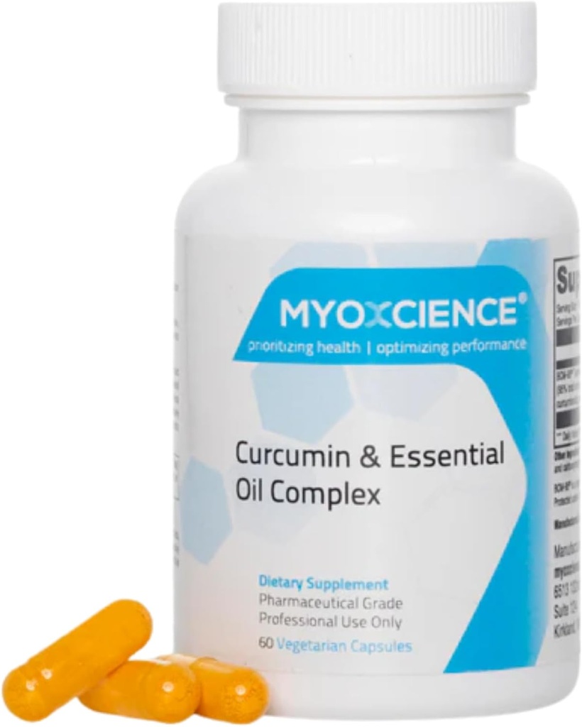 MYOXCIENCE Curcumin &amp; Essential Oil Complex ← BCM-95 tención 500 mg Curcumoind, Curcumin &amp; Volatile Oil Complex (60 Vegetarian Capsules)