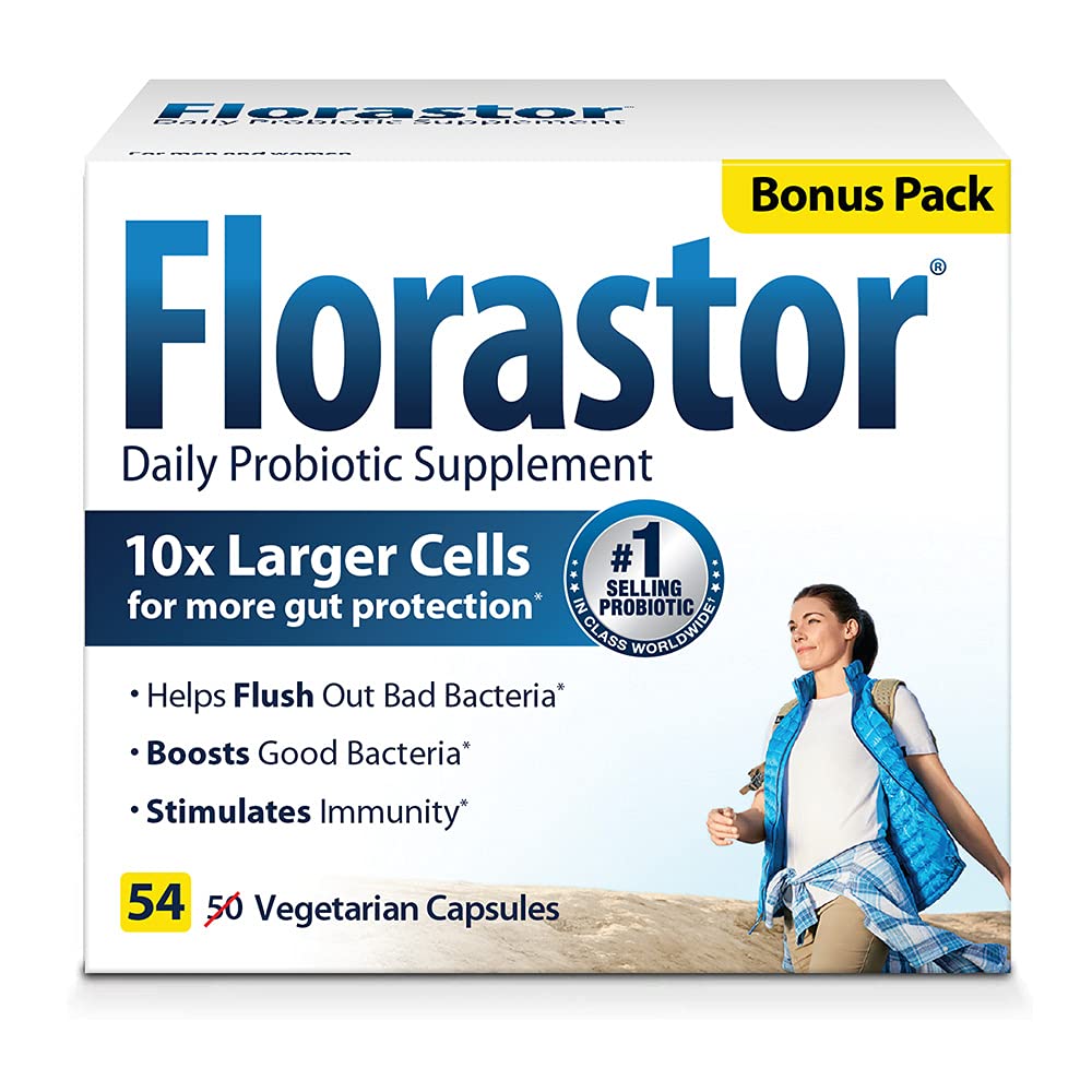 Florastor Suplemento Probiótico diario para mujeres y hombres, Procedido para apoyar la salud digestiva, Saccharomyces Boulardii CNCM I-745 (54 cápsulas), Pack de 3