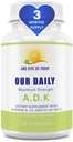 Nuestras Vitas diarias Suplemento de vitamina ADK - Vitamina A, D3 & K (como MK7) - Soporte del sistema de huesos e inmunes - Vitaminas de alta potencia con ingredientes no GMO - Gluten Free, Soy Free Vegetable Capsules
