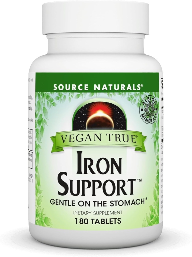 Fuente Naturales Vegan True Iron Support, Gentle on The Stomach and Chelated for increased Absorbtion* - 180 Tablets