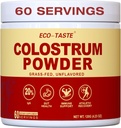 ECO-TASTE Colostrum Powder TENIDO 20% IgG Concentrated Pure Bovine Colostrum Superfood, No aditivo, Gluten Gratis, Desarrollado, 60 Servings