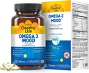 Country Life Omega 3 Mood – 2000mg Fish Oil with EPA & DHA – Brain, Heart &amp; Mood Support – Lemon Flavored, No Fishy Aftertaste – Certified Gluten Free, Non-GMO – 90 Softgels