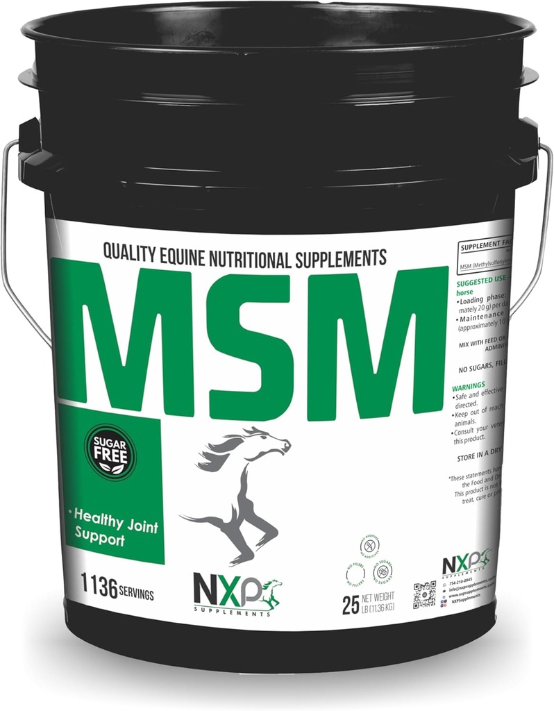 MSM (Methylsulfonylmethane) - Caballo de salud, comodidad, movilidad y apoyo suplemento para caballos - 25 lb (1136 servidumbres)