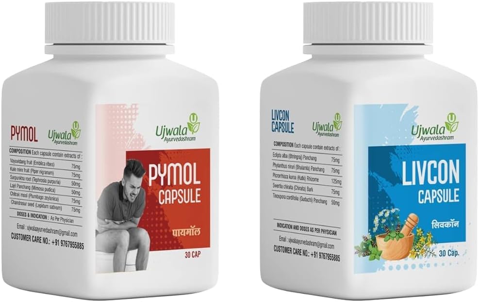 Genérico Dalal Pymol+Livcon Capsule(30 Cap) Alivio rápido en sangrado, quema " dolor I para Piles, Fissure. Fístula, Inflamación " Rectum