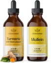 HerBAMAMA Liquid Drops Kit - Bundle of Turmeric Curcumin Extract &amp; Mullein Leaf Tincture - Vegan, Non-GMO, Sugar &amp; Alcohol-Free - 2 Pack