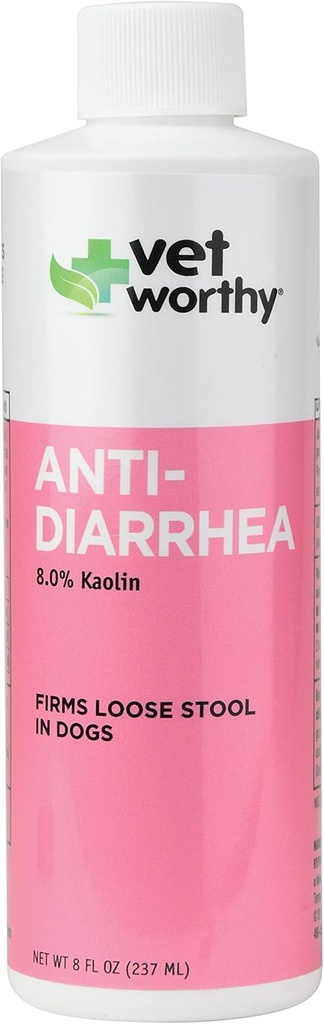 Vet Worthy Anti-Diarrhea for Dogs - Suplemento de perros para ayudar a aliviar la diarrea, la aparición de estómago y el malestar - 8oz
