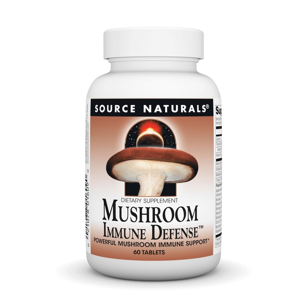 Source Naturals Mushroom Immune Defense, Powerful Mushroom Immune Support*, 16 Blend Complex - 60 Tablets