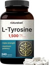 L Tyrosine Supplement, 1,500mg Por Serving, 240 Capsules ← Aminoácidos esenciales – Apoyo a la salud cerebral para la memoria, la salud cognitiva y la alerta mental – Non-GMO