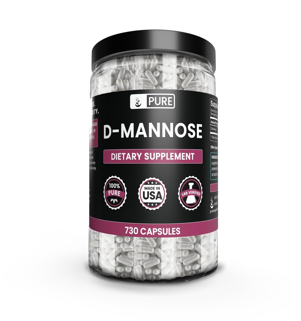 PURE ORIGINAL INGREDIENTES D-Mannose (730 capsules) No hay magnesio o rifles de arroz, siempre puro, lab Verified