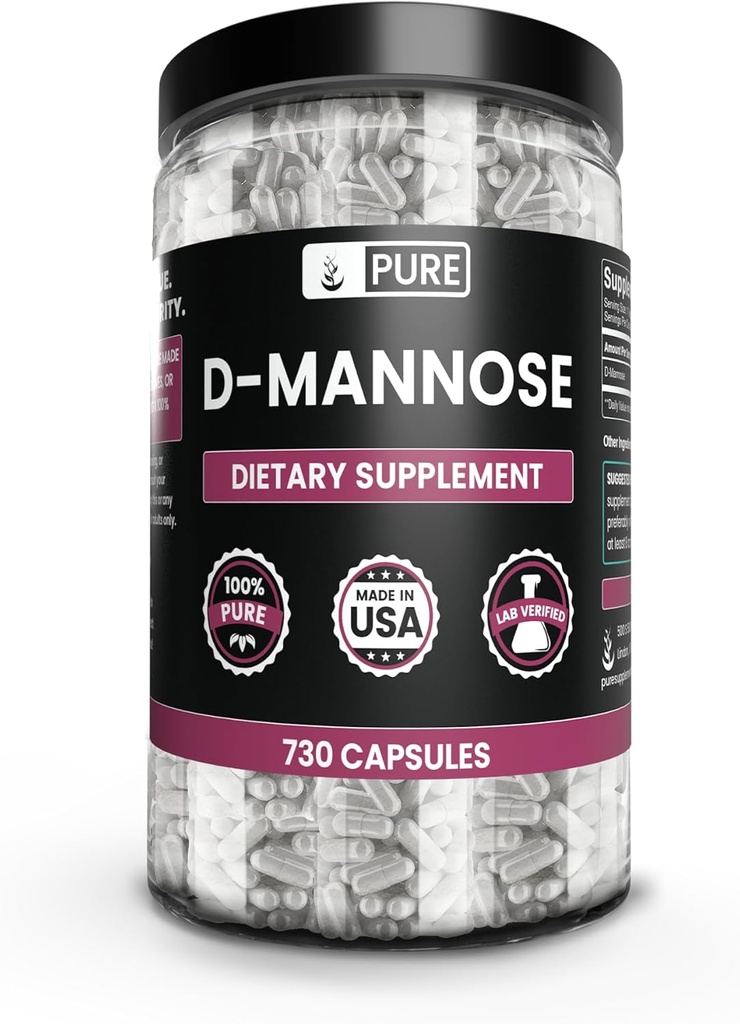 PURE ORIGINAL INGREDIENTES D-Mannose (730 capsules) No hay magnesio o rifles de arroz, siempre puro, lab Verified