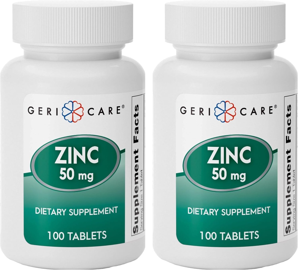 Sulfato de zinc Tablets 50mg por Geri-Care ← Suplemento dietético Silencio 100 Conde Bottle, 2-Pack