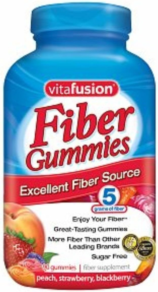 Vitafusion Fiber Gummies Fiber Suplemento Peach, Strawberry y Blackberry Flavors 90 Cada uno (Pack of 2)