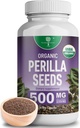Extracto de semilla de Perilla Orgánica con 9% Ácido Rosmarinico - USDA Certified - Alivio de Alergia, Respiratorio e Inmunity Booster- Th2 Cytokines, Naturalmente Occurring Luteolin - 500mg 90 cápsulas