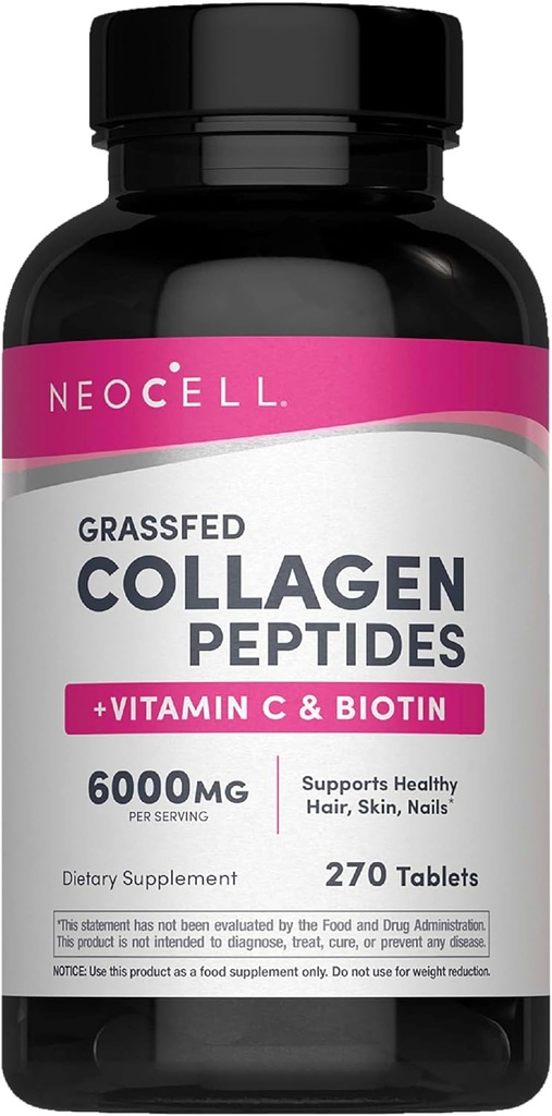 NeoCell Super Collagen Con Vitamina C y Biotina, Skin, Hair and Nails Suplemento, Incluye Antioxidantes, Tablet, 270 Conde, 1 Botella