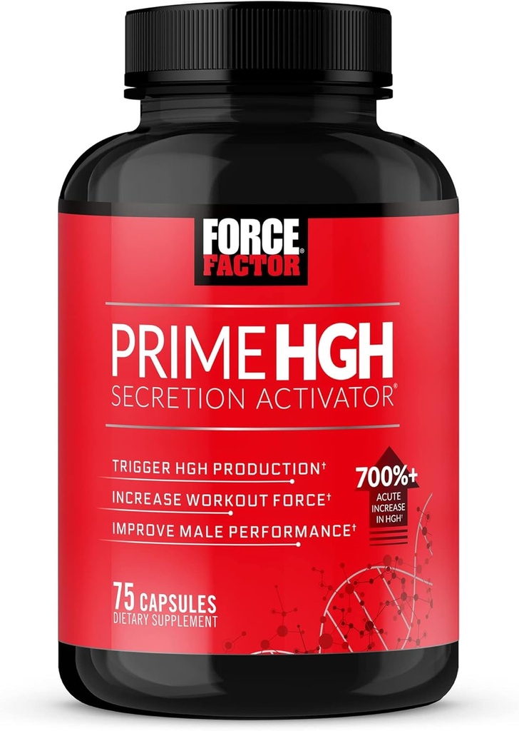 Factor de fuerza Primer HGH activación de la secreción, HGH suplemento para hombres con alfa auditado clínicamente para ayudar a desencadenar la producción de HGH, aumentar la fuerza de entrenamiento y mejorar el rendimiento, 75 cápsulas