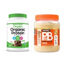 Orgain Orgain Orgain Pólvora Proteína orgánica, Chocolate Fudge 2 libras + PBfit Original 30 oz