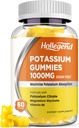 Potasio Gummies 1000mg, Maximizar la Absopción de Potasio Licuado con Vitamina B6 Magnesio, Suplemento de Citrato de Potasio para Adultos, Libre de Azúcar, 60 Condes