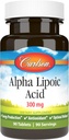 Carlson - Ácido Lipoico alfa, 300 mg, promueve la producción de energía, 90 tabletas