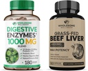 Pleno Wellness Digestive Enzymes 1000MG Plus Prebiotics &amp; Probiotics + Grass Fed Desiccated Beef Liver Capsules Bundle