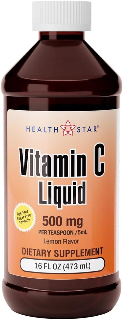 Gericare Vitamina C Liquid 500 mg - Immune Support &amp; Global Health - Orange Flavor - 16 Fl Oz (Pack of 1)