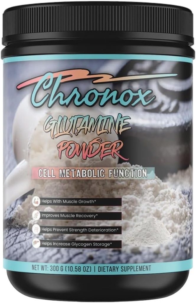 Chronox Pólvora de Glutamina Orgánica - Boosts Celular Metabolismo y Rendimiento Físico - Suplemento de Glutamina para Reparación y Recuperación de Muscles - Pólvora de Glutamina mejora los niveles de fitness