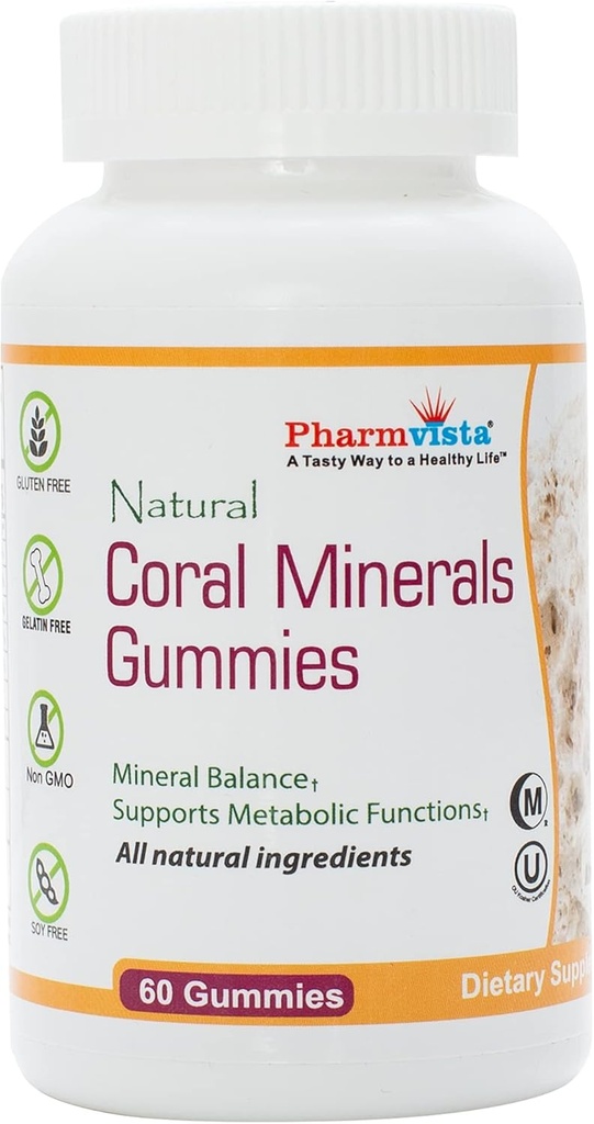 Coral Calcio Gummies with Trace Minerals - Tasty, Vegan, Gluten Gummies Gratis con Calcio Natural &amp; Vitamina D3, 60 Condes