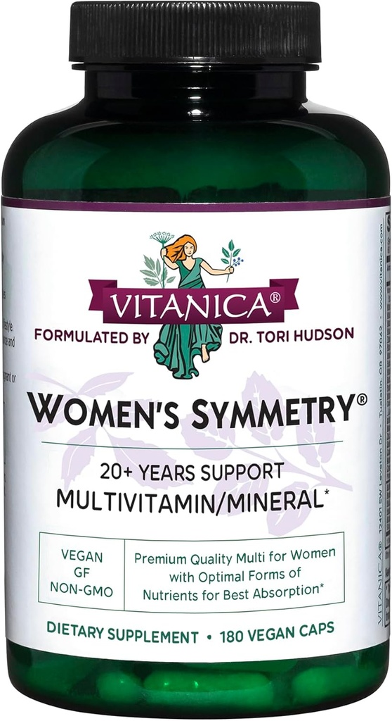 Vitanica, Women's Symmetry, High Potency Daily Multivitamin, Vegan, 180 Capsules