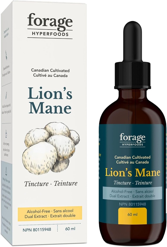 Mane Tintura de León, con Extracto Premium de Mushroom, para la mejora de la memoria y soporte nervioso, Doble Extracto, Sin alcohol, 60 ml