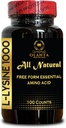 L-LYSINE 1000 mg Free Form Amino Acid Essential - Suplemento L-Lysine puro para la síntesis de labios oculares y soporte inmunológico Nitrógeno Balance Recuperación muscular - 1 Botella 100 Cuentas
