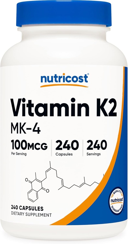 Nutricost Vitamina K2 (MK4) 240 cápsulas (100mcg) - Gluten Free and Non-GMO