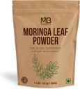 MB Herbals Moringa Leaf Powder 1 lb / 16 oz (454 Gram) Silencio 100% Pure Moringa Powder ← Mezclas Fácilmente en Bebidas &amp; Smoothies ← No Preservatives