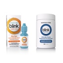 Blink Eye Drops for Dry Eyes, Triple Care Lubricant Eye Drops, Instantly Soothing, Moisturizing + Blink NutriTears Suplemento clínicamente Probado para los ojos secos, 50 Softgels