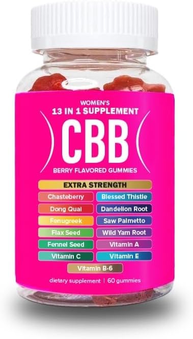 CBB 13 en 1 Gummies for Women Supplement Silencio general Wellness ← Lifestyle Supplement TEN 9 Herbal Extracts including Fenugreek, Flax Seed, Chasteberry ← Essential Vitamins ← Berry Flavor
