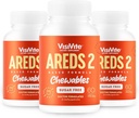 AREDS 2 Vitaminas de ojos libres de azúcar - Alternativa a las Gummies de Lutein para los ojos - Lutein para la salud de los ojos - Premium Vitaminas de ojos libres de azúcar - ( Tabletas picables) Paquete de 3