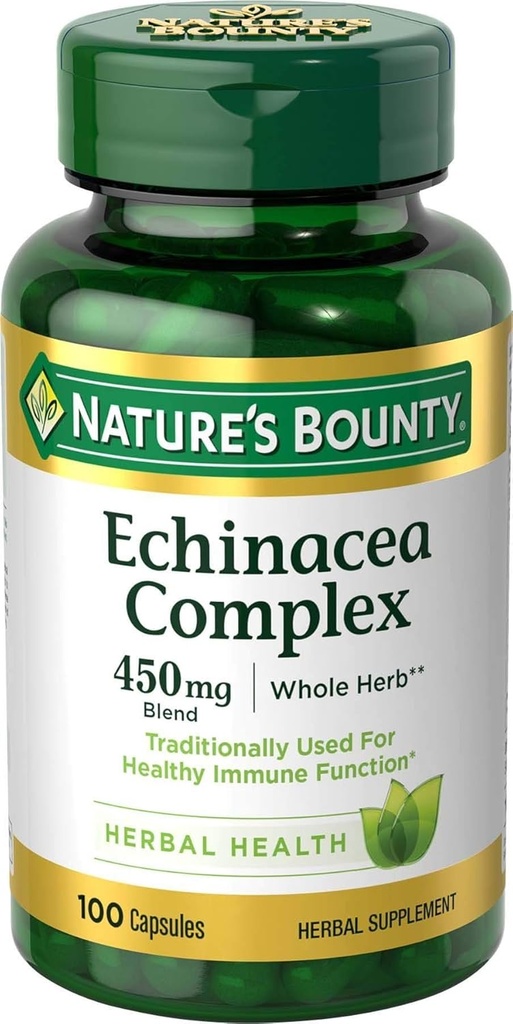 Complejo Bounty Echinacea de la naturaleza, Suplemento herbal, soporta la salud inmune, 450 mg, 100 cápsulas