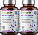 biophix B-3 Nicotinamide 500 mg 180 Caps 2 Pack - Nicotinic Amide Niacin Natural Flush-Free Vitamina Fórmula - Apoyos Skin Cell Health