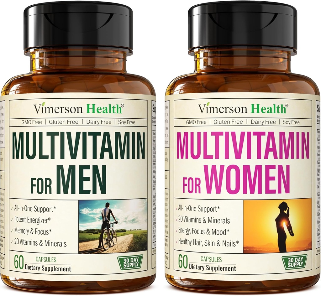 Multivitamina Multimineral Suplemento para Hombres + Mujer 2-Bottle Bundle. Respuesta saludable de los inmunes, uniones fuertes y huesos, salud de los ojos, soporte del sistema digestivo, propiedades antioxidantes