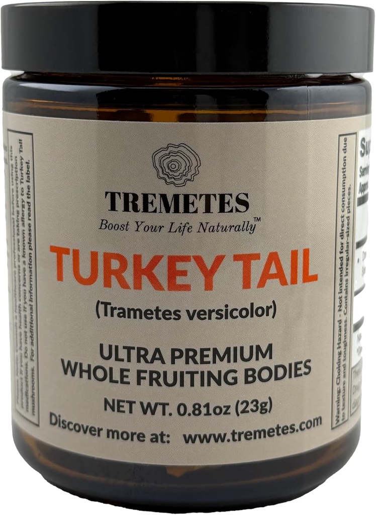 Turquía Tail Mushroom (Trametes versicolor) Fruiting Body – Lab Verified 41.2% Beta-Glucans – Adaptogenic Whole Pieces for Tea – Supports Immune, Gut & Digestive Health – Amber Glass Jar