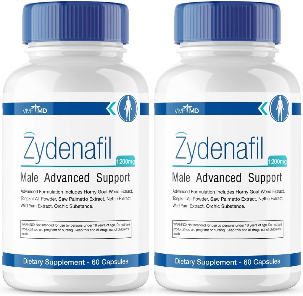 VIVE MD Zydenafil Pills for Men Advanced Formula - Zydenafil Male Pills - Zydenafil 1200mg para máxima fuerza con Tongkat Ali, Saw Palmetto, Horny Goat Weed Reviews (2 Pack)