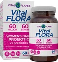 Vital Planet - Vital Flora Femenino Probiótico 60 Billones CFU, 60 Strains Diversos, 7 Prebióticos Orgánicos, Vaginal e Immune Support, Bloating, Digestive Health Probiotics for Women 60 Capsules
