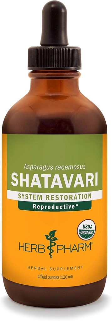 Herb Pharm Certified Organic Shatavari Liquid Extract for Female Reproductive System Support - 4 Ounce